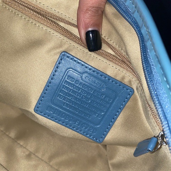 Blue Coach Embossed Signature Patent Leather Bag - Picture 12 of 16